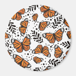 Hand-Drawn Monarch Butterfly Seamless Pattern Magnet