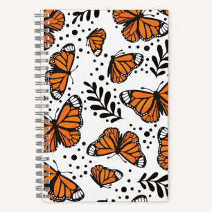 Hand-Drawn Monarch Butterfly Seamless Pattern Notebook