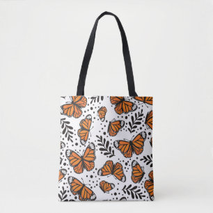 Hand-Drawn Monarch Butterfly Seamless Pattern Tote Bag