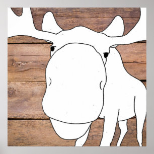 Hand-Drawn Moose Close-Up Poster
