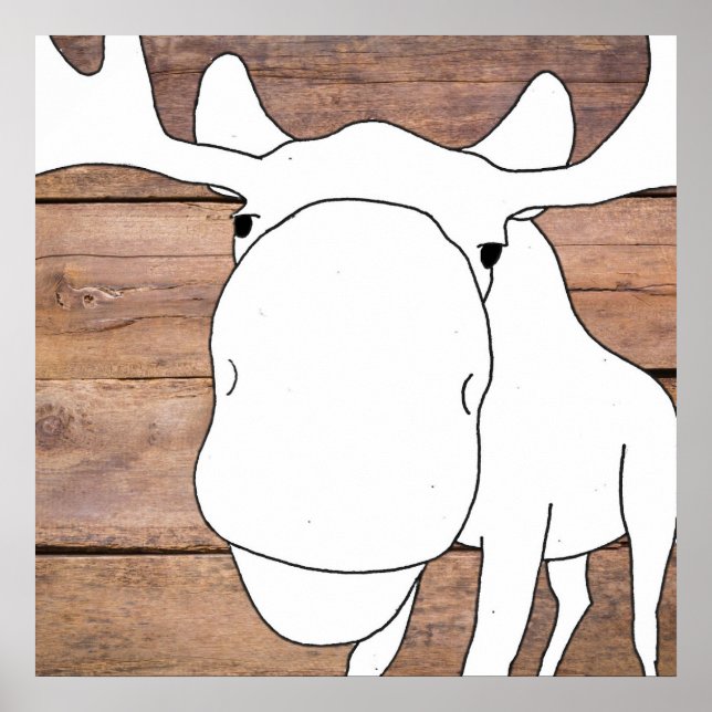 Hand-Drawn Moose Close-Up Poster (Front)