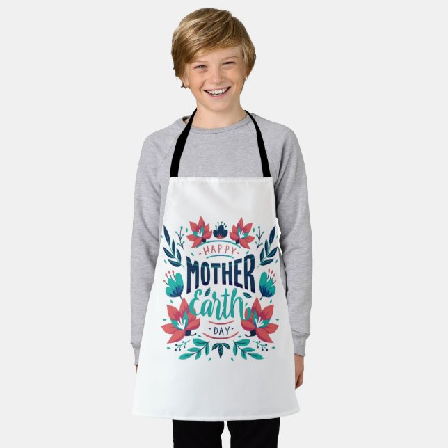 Hand Drawn Mother Earth Day Design-23184 Apron (Worn)