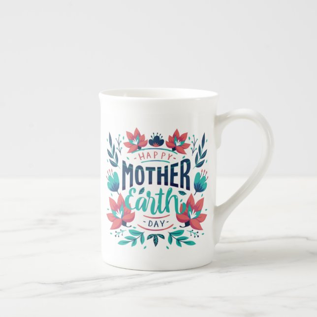 Hand Drawn Mother Earth Day Design-23184 Bone China Mug (Right)
