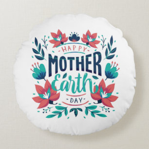 Hand Drawn Mother Earth Day Design-23184 Round Cushion