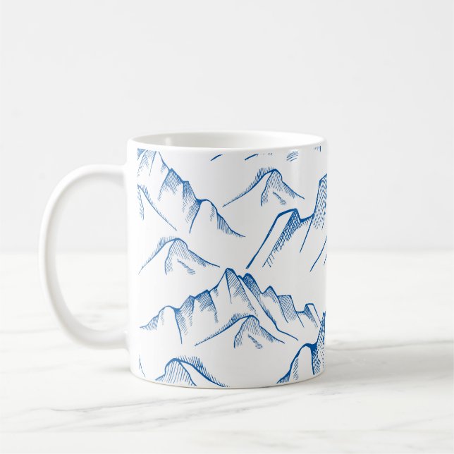 Hand-Drawn Mountain Landscape Pattern. Coffee Mug (Left)