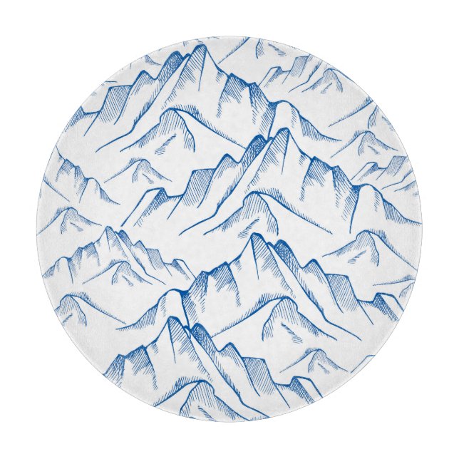 Hand-Drawn Mountain Landscape Pattern. Cutting Board (Front)