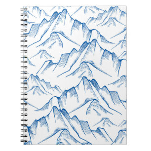 Hand-Drawn Mountain Landscape Pattern. Notebook