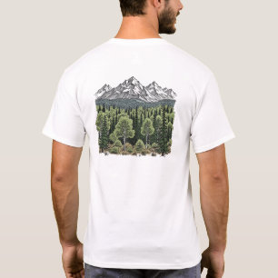 Hand Drawn Mountain Landscape Rustic Nature & Fore T-Shirt