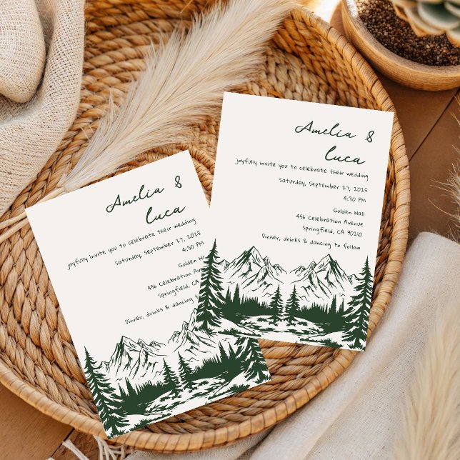  hand drawn Mountain summer  wedding invitation (Creator Uploaded)