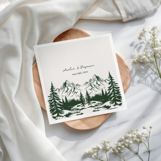 Hand Drawn Mountain Summer Wedding Napkin (Creator Uploaded)