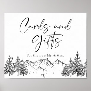 Hand Drawn Mountains Cards & Gifts Wedding Sign