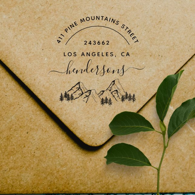 Hand-drawn Mountains Elegant Return Address Rubber Stamp (Creator Uploaded)