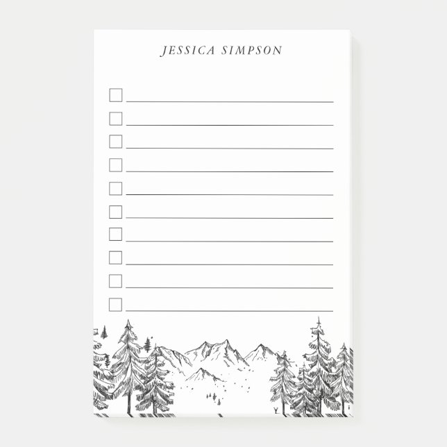 Hand Drawn Mountains For To-Do List  Post-it Notes (Front)