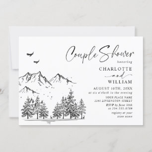 Hand Drawn Mountains Forest Couple Shower Invitation