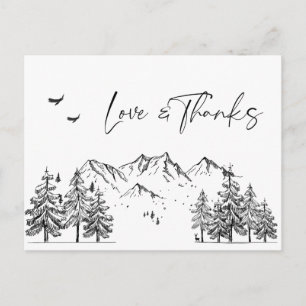 Hand Drawn Mountains Forest Thank You Postcard