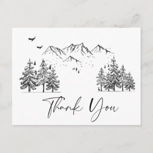 Hand Drawn Mountains Forest Thank You Postcard