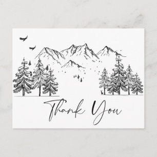 Hand Drawn Mountains Forest Thank You Postcard