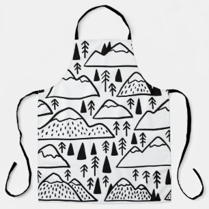 Hand drawn mountains set. collection with mountain apron