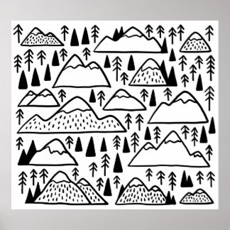 Hand drawn mountains set. collection with mountain poster