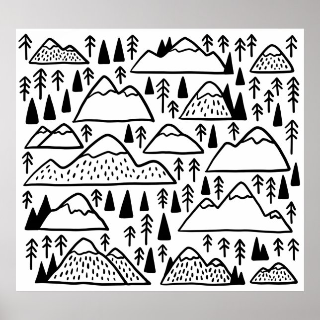 Hand drawn mountains set. collection with mountain poster (Front)