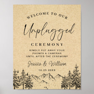 Hand Drawn Mountains Unplugged Wedding Ceremony Poster