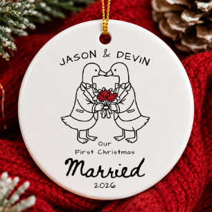 Hand Drawn Mr & Mr Christmas Ornament