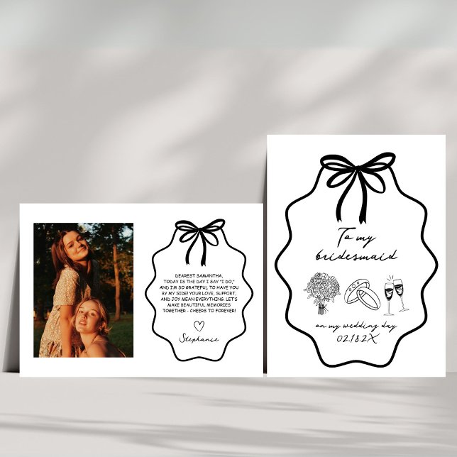 Hand Drawn My Bridemaid On My Wedding Day Photo Invitation (Creator Uploaded)