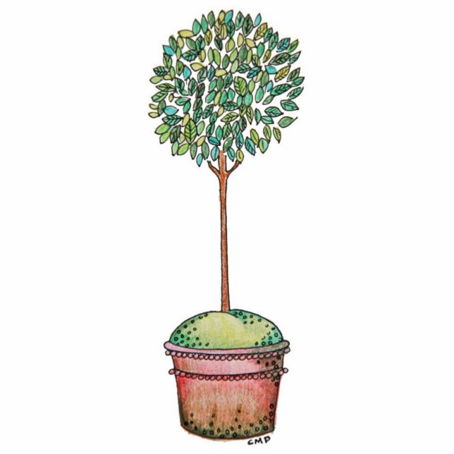 Hand Drawn Myrtle Topiary Cutout Standing Photo Sculpture (Front)