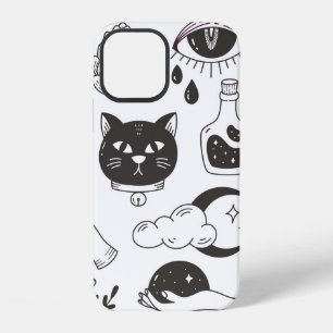 hand drawn mystical tattoo doodle, vintage badge d iPhone 12 case