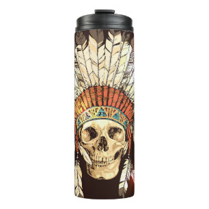 Hand Drawn Native American Indian Headdress With H Thermal Tumbler