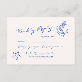 Hand Drawn Nautical Wedding RSVP Enclosure Card