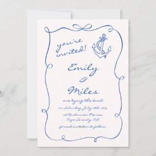 Hand Drawn Nautical Wedding Save The Date Invitation