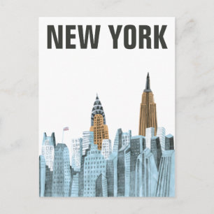 Hand Drawn New York City, NY Postcard