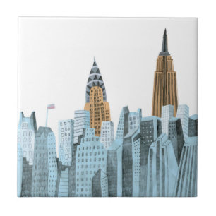 Hand Drawn New York City, NY Tile
