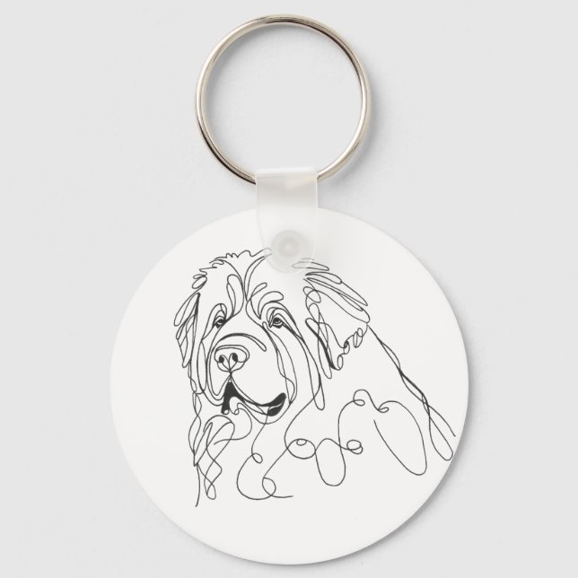 Hand Drawn Newfoundland Minimalist Line Art Key Ring (Front)