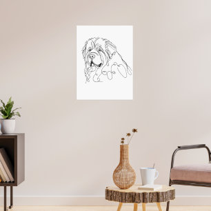 Hand Drawn Newfoundland Minimalist Line Art Poster
