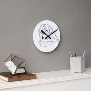 Hand Drawn Newfoundland Minimalist Line Art Round Clock