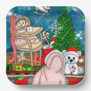 Hand drawn Nostalgic Christmas Window  Display  Paper Plate