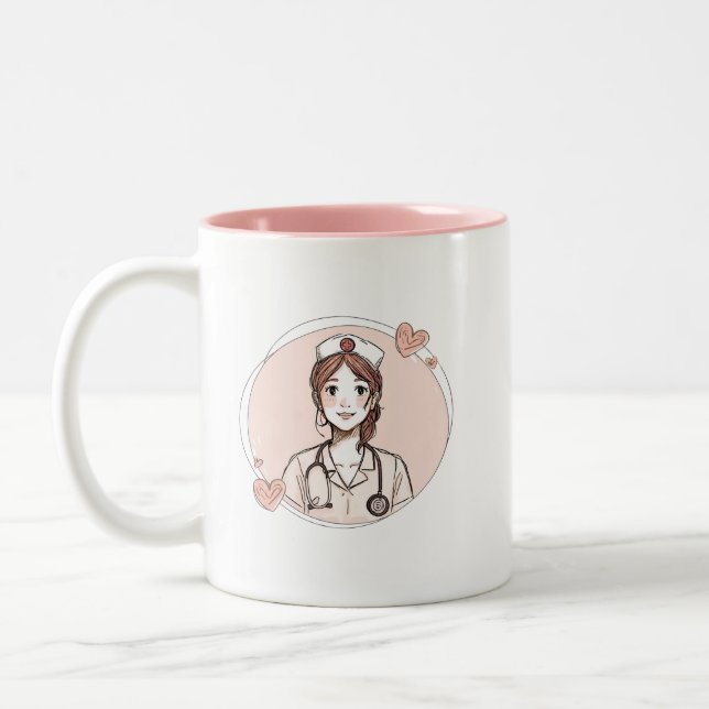 Hand Drawn Nurse Mug Personalized Gift (Left)