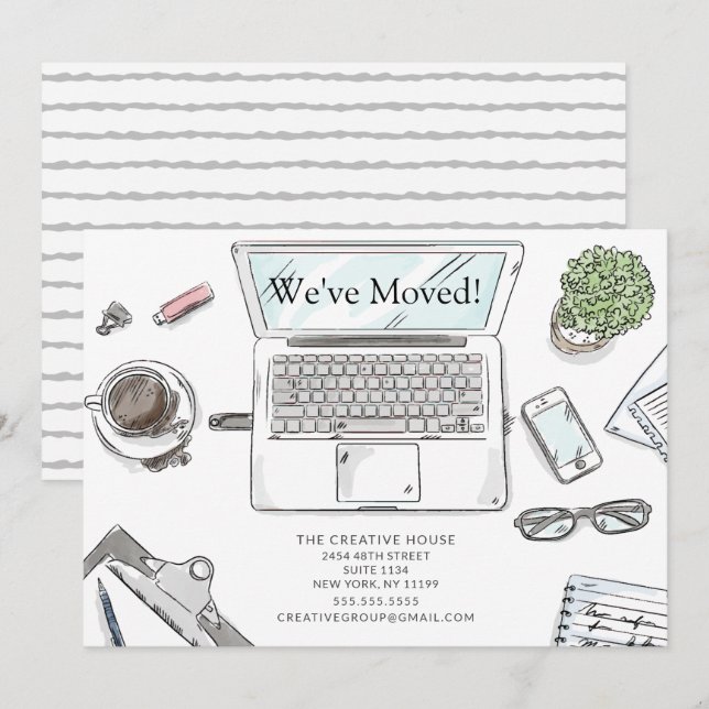 Hand Drawn Office Moving Announcement (Front/Back)