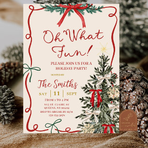 Hand Drawn Oh What Fun Christmas Party Invitation