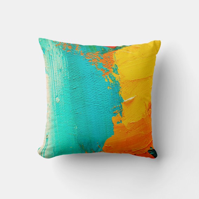 Hand drawn oil painting. Abstract art background.  Cushion (Front)