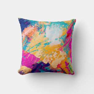 Hand drawn oil painting. Abstract art background.  Cushion