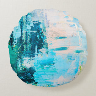 Hand drawn oil painting. Abstract art background. Round Cushion