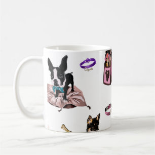 Hand drawn oil painting cute cartoon seamless patt coffee mug