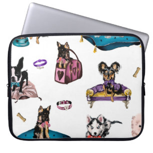 Hand drawn oil painting cute cartoon seamless patt laptop sleeve