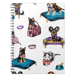 Hand drawn oil painting cute cartoon seamless patt notebook