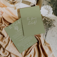 Hand Drawn Olive Green Floral Wedding Details