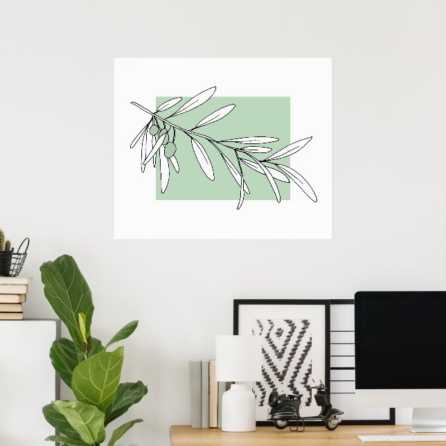 Hand Drawn Olive Leaves  Poster (Home Office)