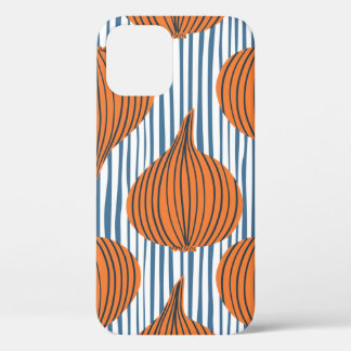 Hand drawn onion bulb vegetable wallpaper. Modern  iPhone 12 Case